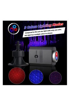 SYOSI USB Star Projector Night Light, 3 Colors 9 Lighting Modes, Portable Adjustable Romantic Car Interior Lights, 360 Degree Rotation, USB Car Roof Light Decor for Bedroom Party Ceiling (Blue & Red)  - Image 4