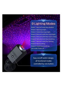 SYOSI USB Star Projector Night Light, 3 Colors 9 Lighting Modes, Portable Adjustable Romantic Car Interior Lights, 360 Degree Rotation, USB Car Roof Light Decor for Bedroom Party Ceiling (Blue & Red)  - Image 2