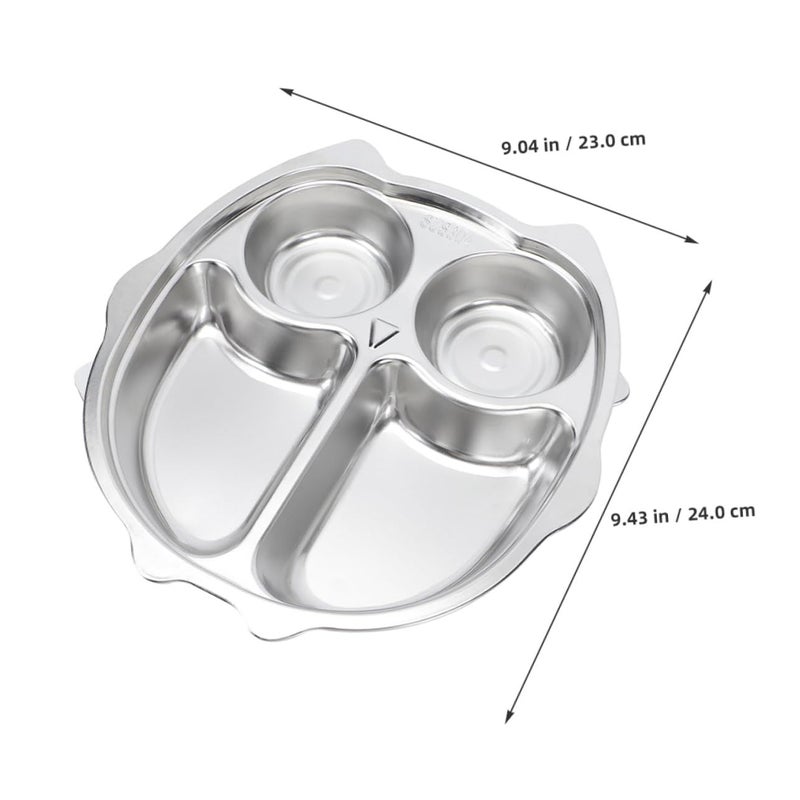 Stainless Steel Divided Owl Plate for Kids Non Toxic Kindergarten Tray - Image 3