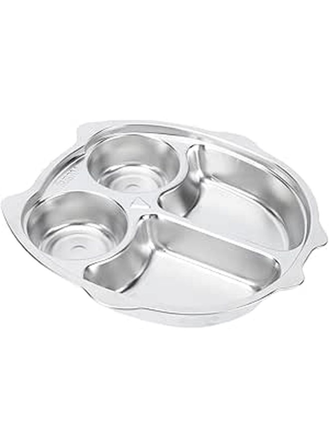 Stainless Steel Divided Owl Plate for Kids Non Toxic Kindergarten Tray - Image 1