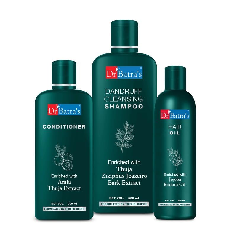 Dr Batra's Dr Batras Dandruff cleansing Shampoo  500ml Conditioner  200ml and Hair oil  200 ml Deep nourishment healthy scalp balanced pH Pack of 3 for Men and Women - Image 2