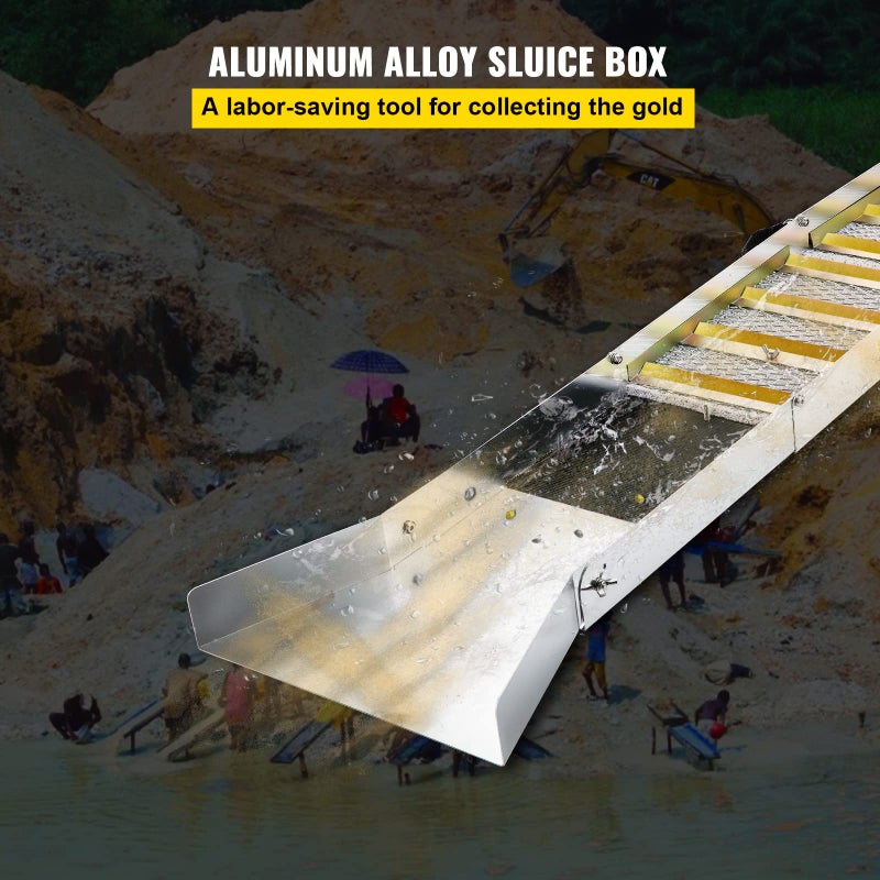 VEVOR Folding Aluminum Alloy Sluice Box, Compact 50" Sluice Boxes for Gold, Lightweight Gold Sluice Equipment, Portable Sluice Boxes w/Miner's Moss, River, Creek, Gold Panning, Prospecting, Dredging - Image 2