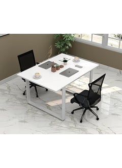 RIGID Steel Conference Table with Melamine Finish Top White 75x140x100cm  - Image 1
