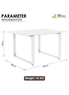 RIGID Steel Conference Table with Melamine Finish Top White 75x140x100cm  - Image 2