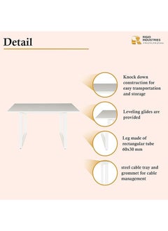 RIGID Steel Conference Table with Melamine Finish Top White 75x140x100cm  - Image 4