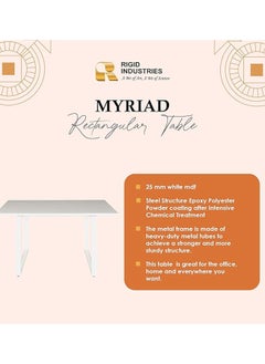 RIGID Steel Conference Table with Melamine Finish Top White 75x140x100cm  - Image 3