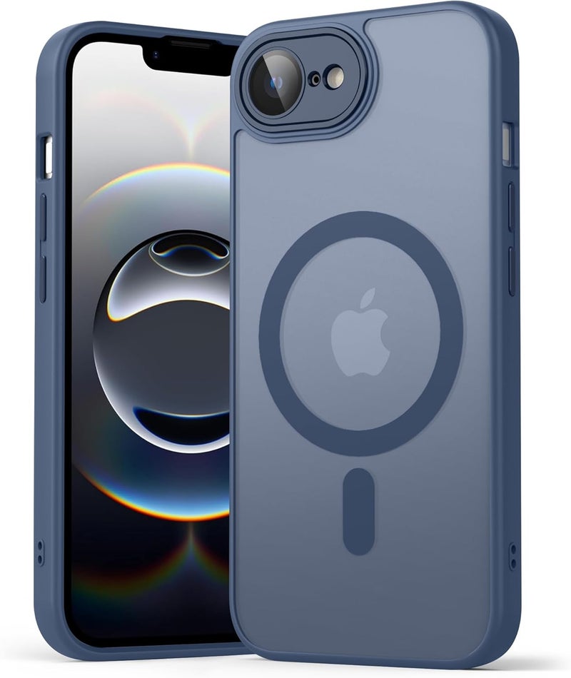 Demark Strong Magnetic for iPhone 16e/17e with MagSafe, 10FT Drop Resistant Matte Skin Feeling Back Cover Shockproof Slim Fit foriPhone 16e/17e Phone Case Cover (Navy Blue) - Image 1