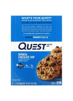 QUEST NUTRITION Quest Nutrition, Protein Bar, Oatmeal Chocolate Chip, 12 Bars, 2.12 oz (60 g) Each  - Image 1