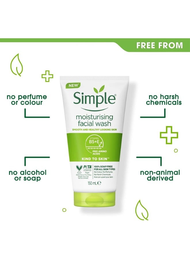 Simple moisturising facial wash 150ml | 100% soap free | Non Comodogenic - Image 3