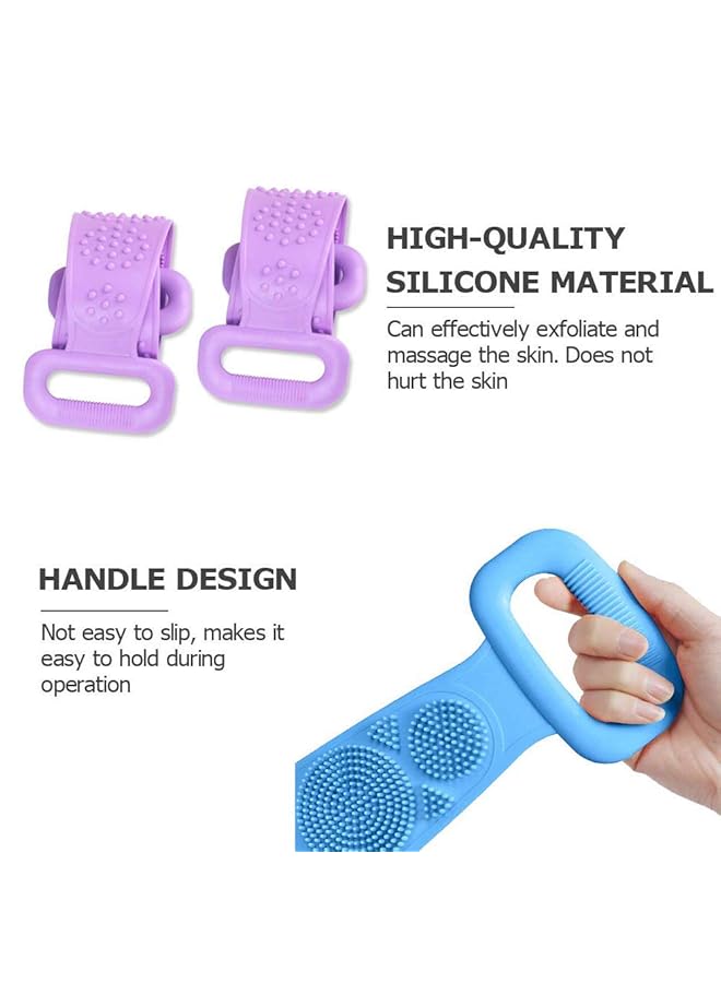 إيروريكس فرشاة استحمام من السيليكون لتقشير الجسم وفرك الظهر الطويل من السيليكون سهل التنظيف وجل الاستحمام من السيليكون الصديق للبيئة ومنشفة استحمام من جل الاستحمام الطويل وفرشاة استحمام للظهر بطول 62 سم باللون الأرجواني - Image 5