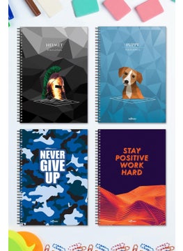 Le Color 4-Piece Notebook Set A4 Spiral Lined 200 Pages  - Image 1