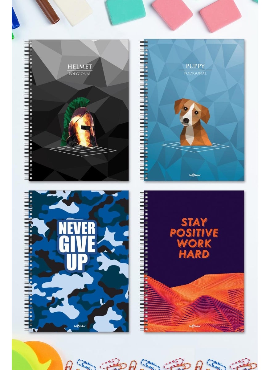 Le Color - 4-Piece Notebook Set A4 Spiral Lined 200 Pages - Image 1