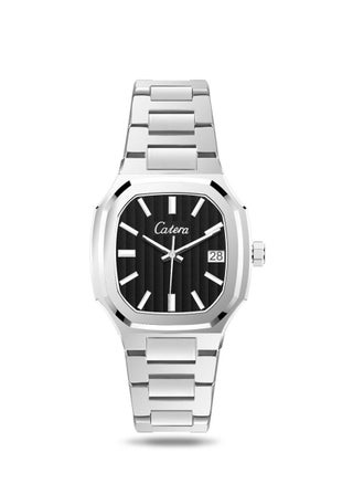Silver bracelet with black dial