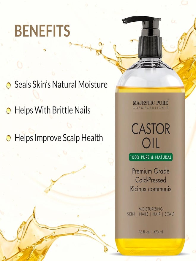 Majestic Pure زيت الخروع العضوي النقي 100% خالي من الهكسان 473 مل - Image 3