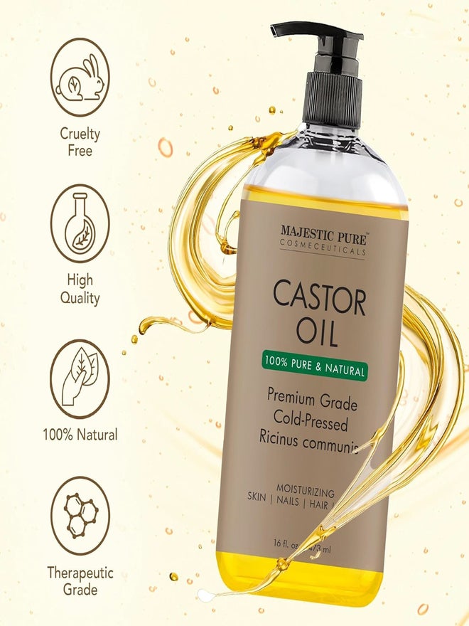 Majestic Pure زيت الخروع العضوي النقي 100% خالي من الهكسان 473 مل - Image 4