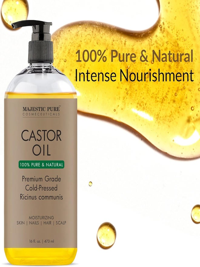 Majestic Pure زيت الخروع العضوي النقي 100% خالي من الهكسان 473 مل - Image 2