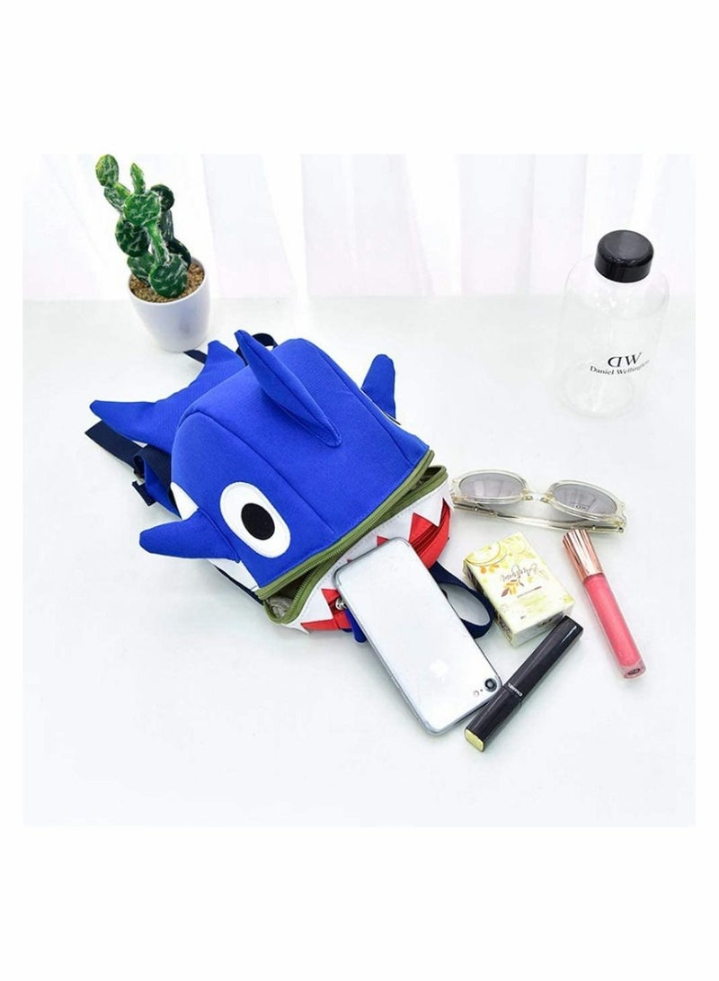 Safety Kids Leash Backpack with 2 in 1 Harness Lunch Boxes Carry Bag Cute Shark for Toddlers Boys Girls Little Playful Preschool–Blue - Image 3