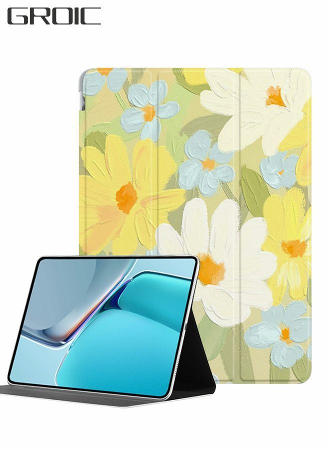 NIBEMINENT Floral Cover for Huawei MatePad Pro 12.6 Inch, Cute Slim Leather Folio Smart Cover, Shock Resistant Drop Automatic Sleep/Wake Tablet Case - Image 1