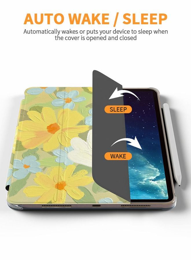 NIBEMINENT Floral Cover for Huawei MatePad Pro 12.6 Inch, Cute Slim Leather Folio Smart Cover, Shock Resistant Drop Automatic Sleep/Wake Tablet Case - Image 4
