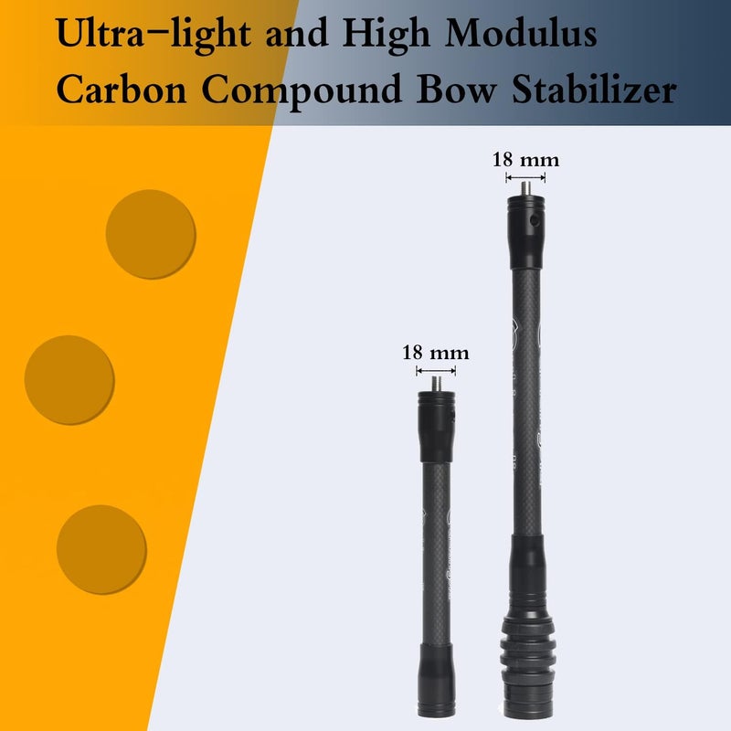 Perogen Archery Bow Stabilizer for Compound Bow Hunting 3K High Modulus Carbon Including dampers, Light Weighted, 8",10",12" in - Image 3