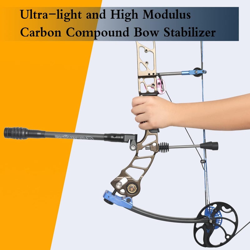 Perogen Archery Bow Stabilizer for Compound Bow Hunting 3K High Modulus Carbon Including dampers, Light Weighted, 8",10",12" in - Image 5