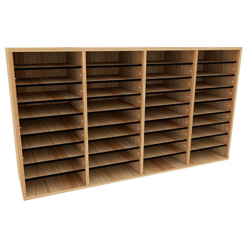 AdirOffice Wooden Adjustable Literature Organizer 36 Compartment Office Mailbox or Classroom Literature Organizer Medium Oak