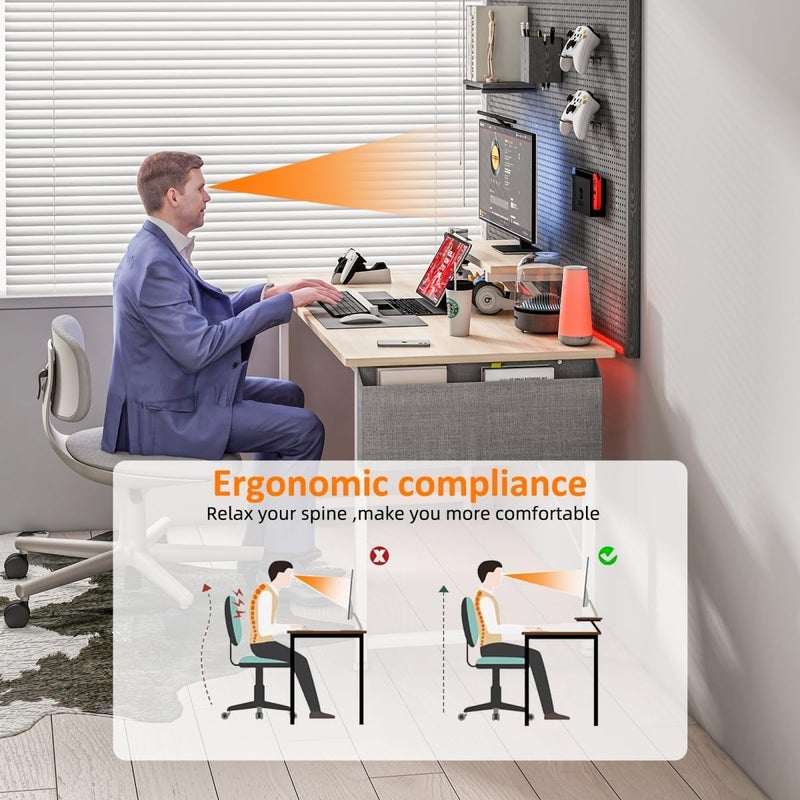 JOYSEUS Computer Table With Storage Bag,Home Office Desks & Workstations,Modern Simple Study Desk with Monitor Stand,110 * 50 * 73CM (beige) - Image 4