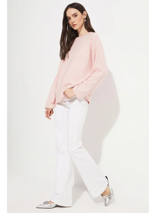 جون June Glitter Detailed Knitted Fabric Blouse