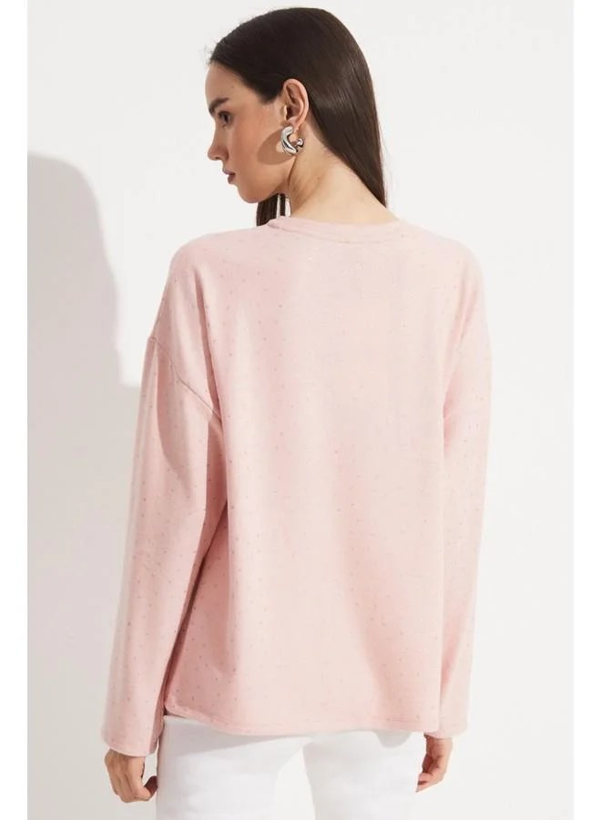 جون June Glitter Detailed Knitted Fabric Blouse