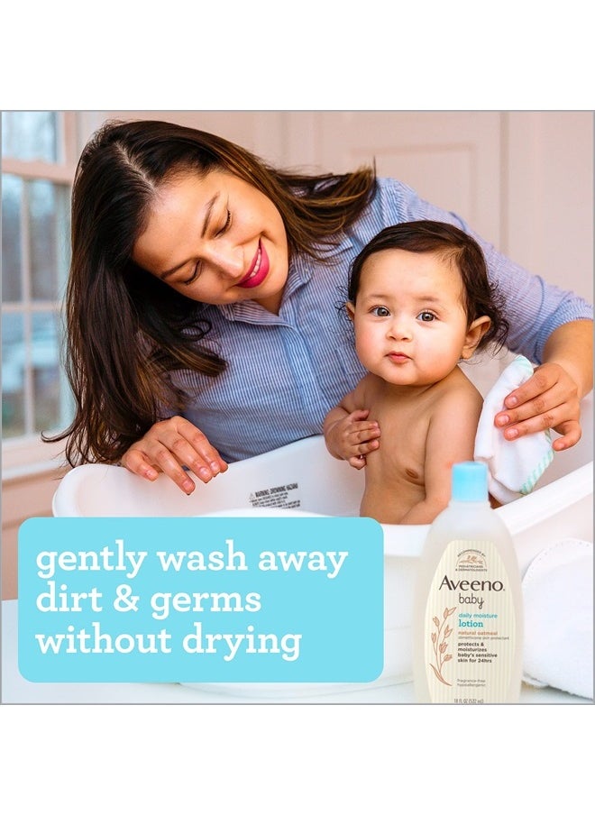 Aveeno Baby - Daily Moisture Gentle Body Wash & Shampoo with Oat Extract, 2-in-1 Baby Bath Wash & Hair Shampoo, Tear- & Paraben-Free for Hair & Sensitive Skin, Lightly Scented, 12 fl. oz - Image 1
