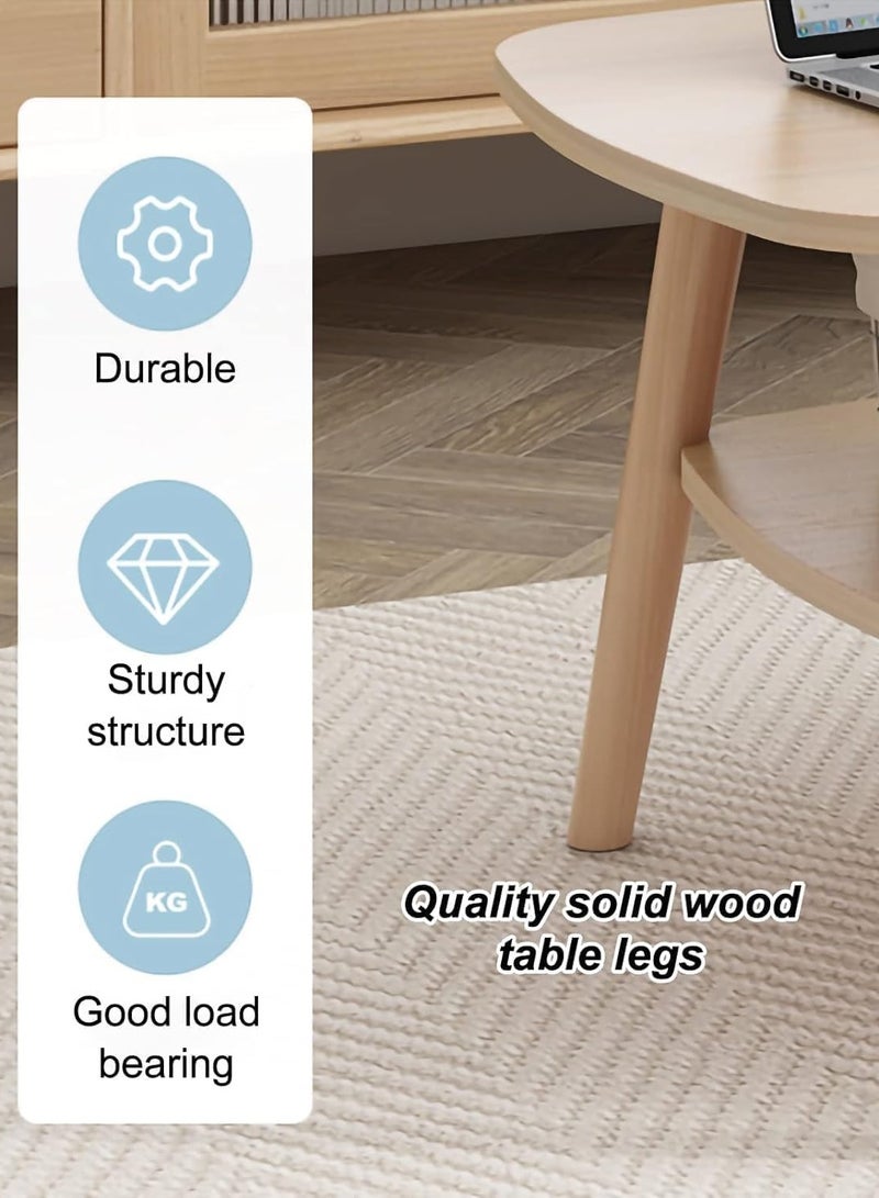 Maanys Coffee Table, 100x50cm Oval Wooden Tea Table with Storage Shelf, Modern Center Table for Living Room, Home, Office and  Apartment - Image 3