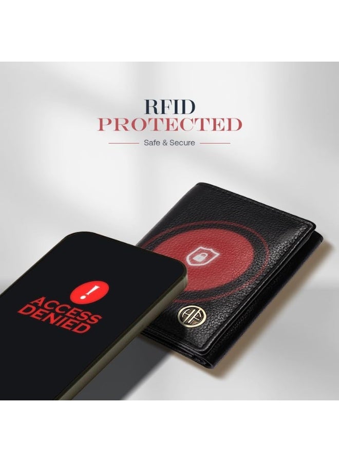  هاموندز فلاي كاتشر محفظة هاموندز فلايكاتشر سوداء للرجال - محفظة رجالية ثلاثية الطي من الجلد الأصلي مزودة بحماية RFID، 5 فتحات للبطاقات، نافذتان للهوية، فتحات للعملات، إغلاق بزر كبس، صندوق هدايا متضمن، هدية للرجال - Image 4