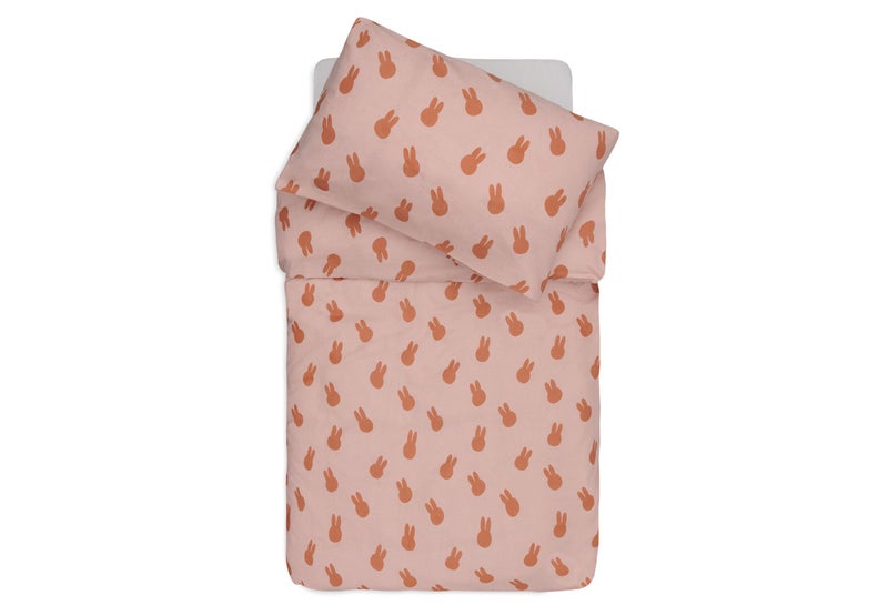 Jollein Jollein Children's Bed Linen - Miffy Shadow, Wild Rose - 100 x 140 cm - 100% Cotton - Oeko-Tex Certified - Baby Bedding with Pillowcase - Bedding Set  - Image 1