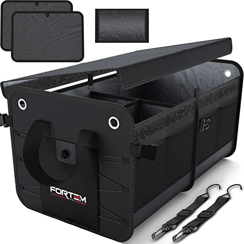 FORTEM SUV Trunk Organizer, Car Organizer, Collapsible Multi-Compartment Storage Bag for Car Accessories for Women Men, Non Slip Bottom, Adjustable Straps, Soft Cover 65L (Large, Black) - Image 1