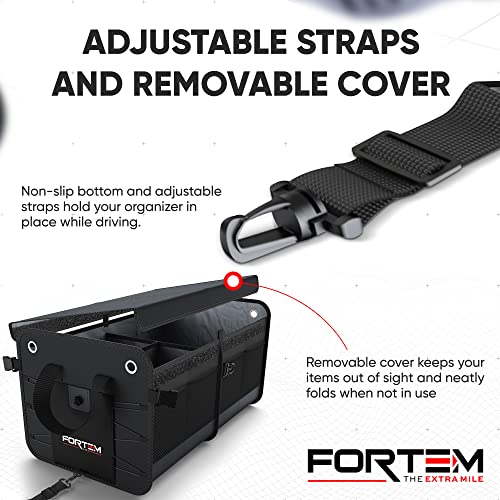 FORTEM SUV Trunk Organizer, Car Organizer, Collapsible Multi-Compartment Storage Bag for Car Accessories for Women Men, Non Slip Bottom, Adjustable Straps, Soft Cover 65L (Large, Black) - Image 5