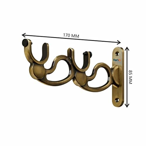 FERIO Double Zinc Heavy Brass Finish Curtain Holder and Brackets for Door and Window for 1 Inch Rod Size Parda Holder (Pack of 6) - Image 2