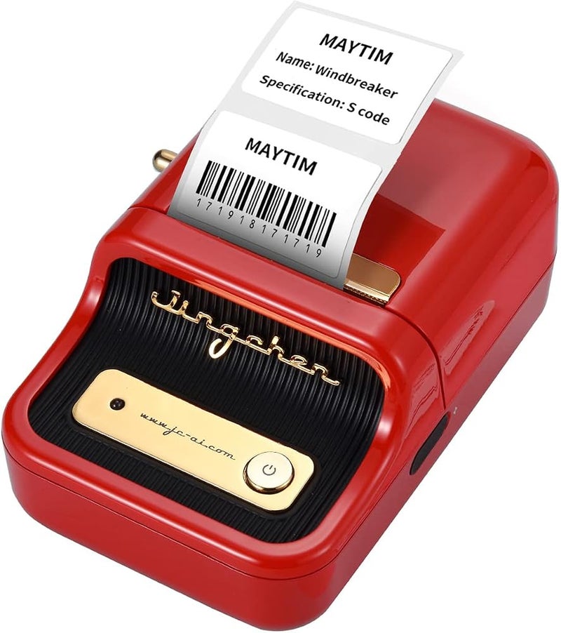 نيمبوت طابعة ملصقات NIIMBOT B21، صغيرة ومحمولة، تعمل بتقنية البلوتوث، تُستخدم لطباعة الملصقات الحرارية والباركود، مناسبة للهواتف المحمولة (لون أحمر) - Image 1