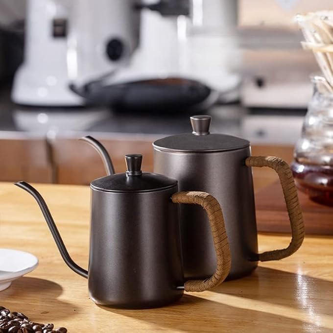 Silk Route Pour Over Coffee Kettle Stainless Steel Coffee Pot Tea Kettles Gooseneck Spout For A Precision Pour With Wooden Handle Black600Ml - Image 4