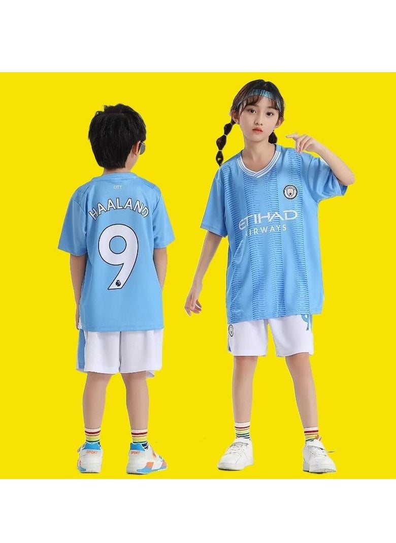 M MIAOYAN M MIAOYAN Haaland Manchester City Football Club Children's Football Jersey Set  - Image 1
