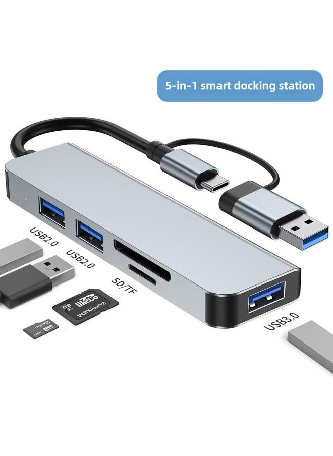 Eight-in-one Expansion Dock RJ45 Multifunctional Office Notebook 8in1SD TF Card Read Hub Data Transmission-Number Of Interfaces:Five-in-one Double Head  - Image 1