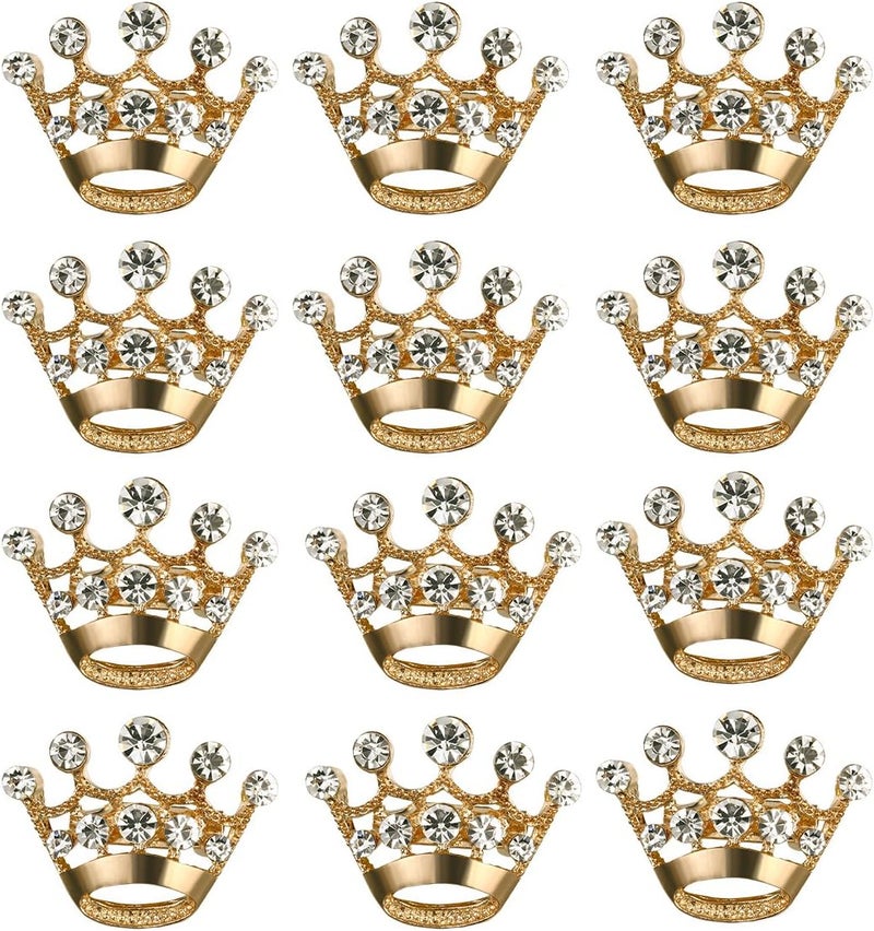 Tinksky Diamante Wedding Party Pageant Tiara Crown Corsage Brooch Pin Valentines Day Gift pack of 12 Gold 28  2  2cm - Image 1
