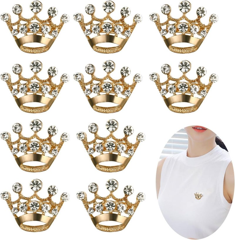 Tinksky Diamante Wedding Party Pageant Tiara Crown Corsage Brooch Pin Valentines Day Gift pack of 12 Gold 28  2  2cm - Image 2