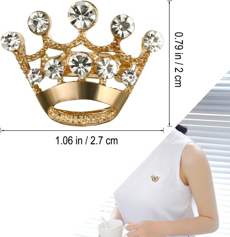 Tinksky Diamante Wedding Party Pageant Tiara Crown Corsage Brooch Pin Valentines Day Gift pack of 12 Gold 28  2  2cm - Image 3