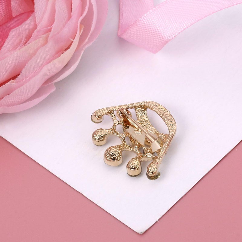 Tinksky Diamante Wedding Party Pageant Tiara Crown Corsage Brooch Pin Valentines Day Gift pack of 12 Gold 28  2  2cm - Image 5