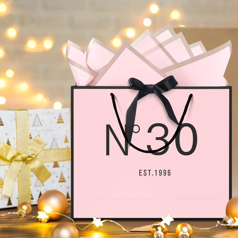 QLSKO 13" Birthday Gift Bag with Card Envelope Sticker Bow Ribbon and Tissue papers for Women Girls Design with Handles,13th-100th (EST.1996 30th, 13" W x 10.5" H x 4.3" D) - Image 5