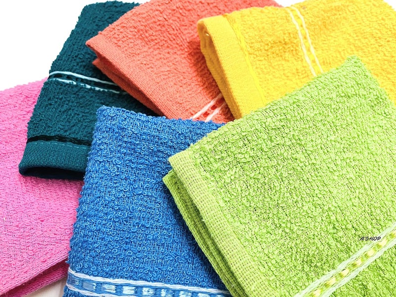 A'SHOP Soft Bright Multicolor Plain Cotton Hankies for Girls, Kids, Women-Set of 6 - Image 2