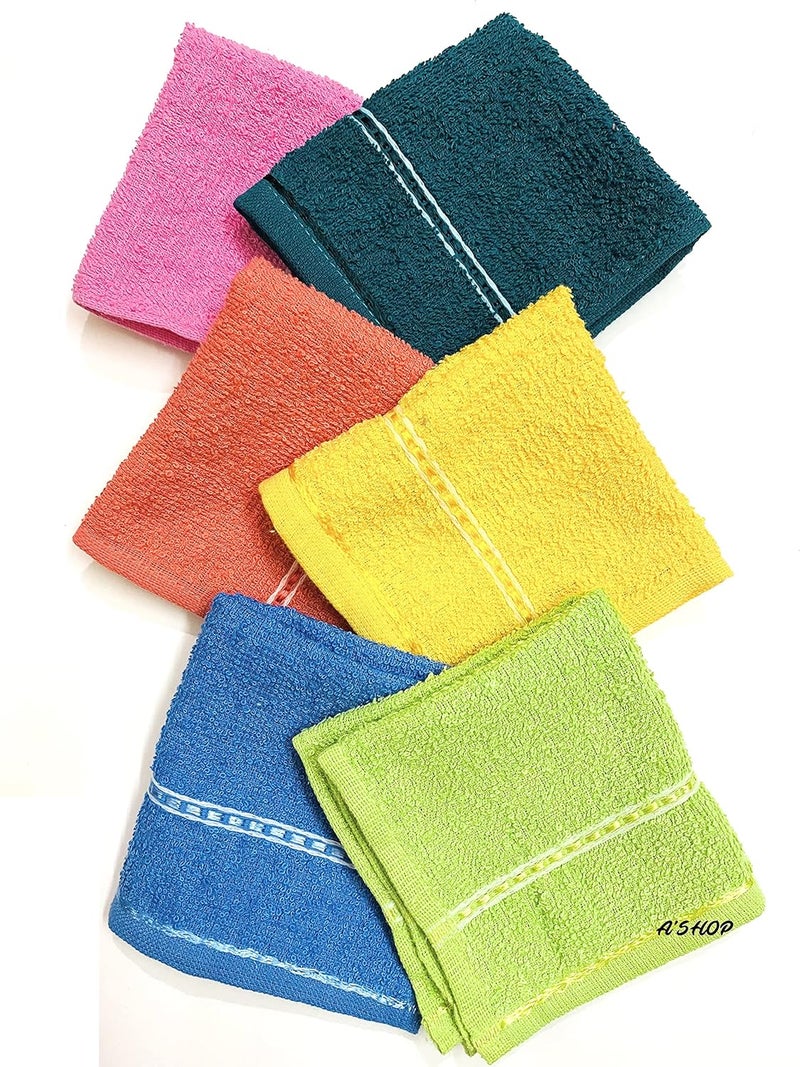 A'SHOP Soft Bright Multicolor Plain Cotton Hankies for Girls, Kids, Women-Set of 6 - Image 4