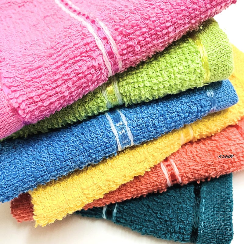 A'SHOP Soft Bright Multicolor Plain Cotton Hankies for Girls, Kids, Women-Set of 6 - Image 5