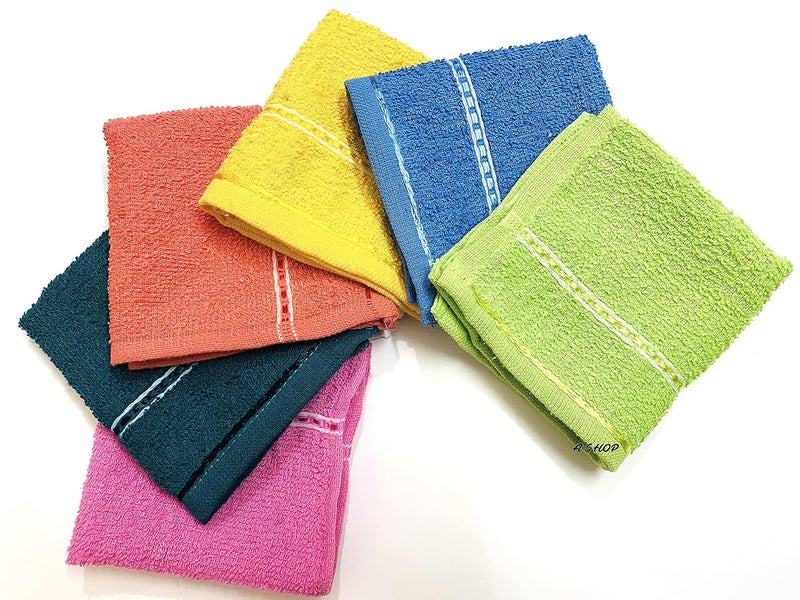 A'SHOP Soft Bright Multicolor Plain Cotton Hankies for Girls, Kids, Women-Set of 6 - Image 3