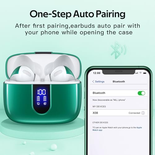 TAGRY Bluetooth Headphones True Wireless Earbuds 60H Playback LED Power Display Earphones with Wireless Charging Case IPX5 Waterproof in-Ear Ear buds with Mic for TV Smart Phone Laptop Computer Sports - Image 5